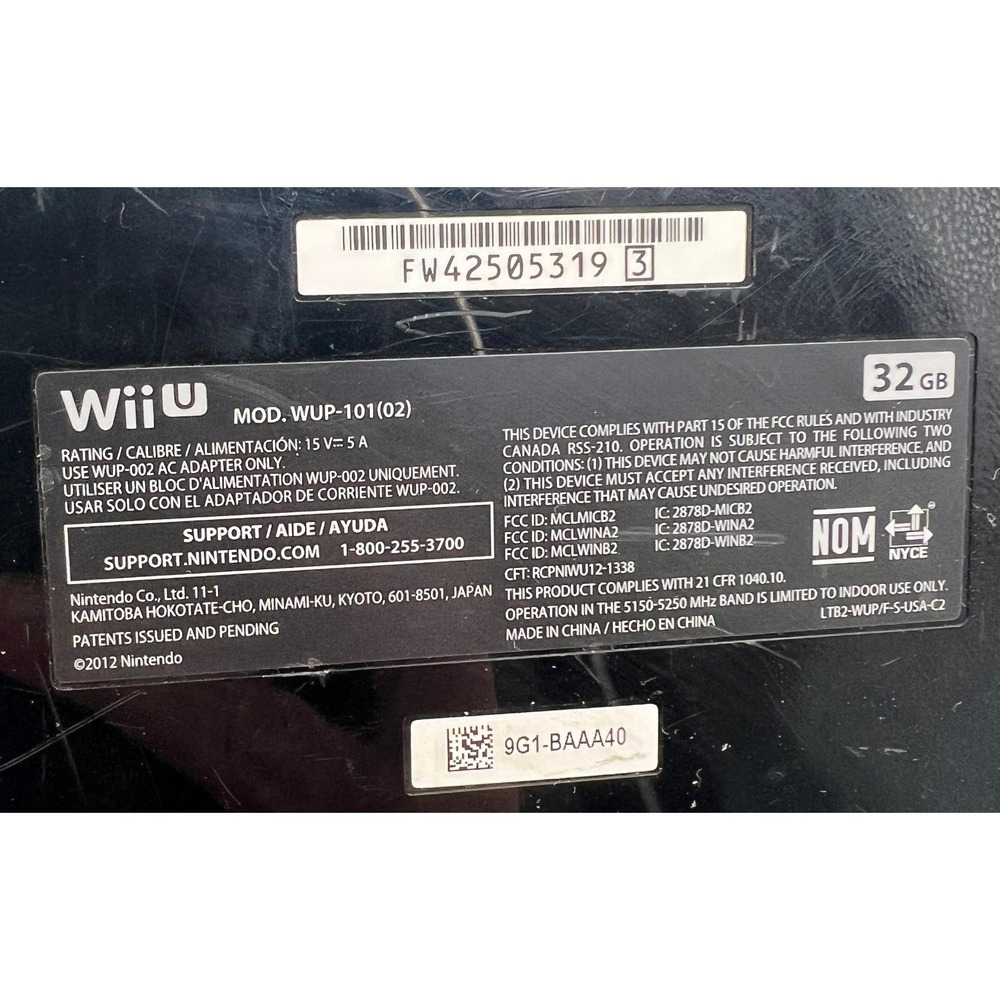 Nintendo Wii U Console Black 32GB WUP-101(02) with AV Cable and Manuals - Picture 12 of 13